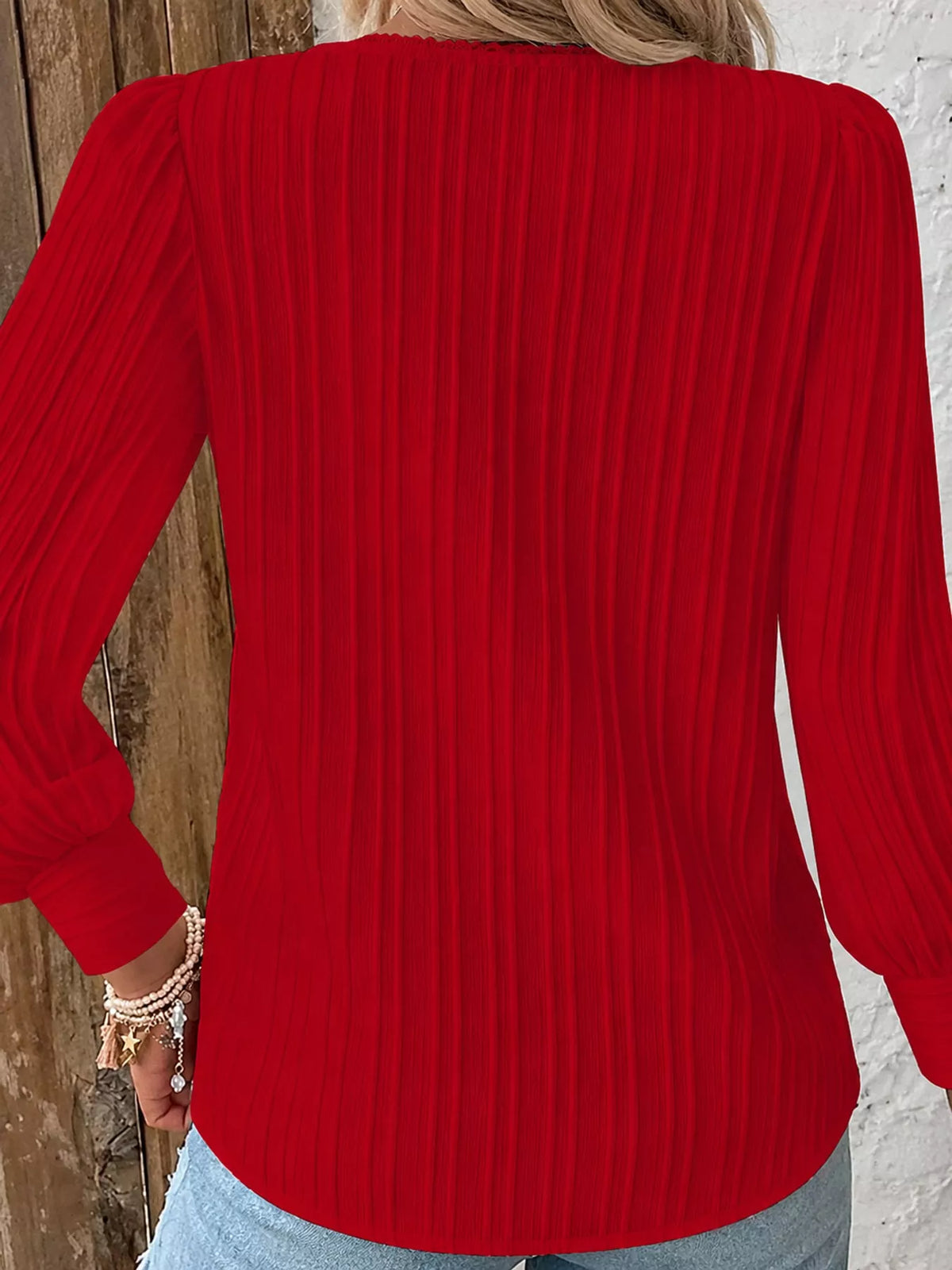 Long-sleeve blouse, back view