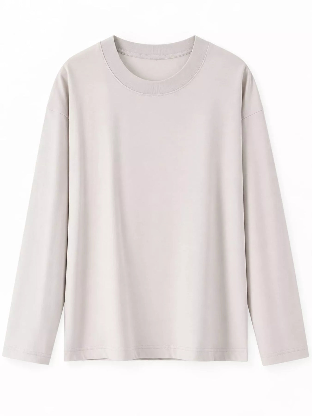 Solid Long-Sleeve Crew Neck T-Shirt — garment front