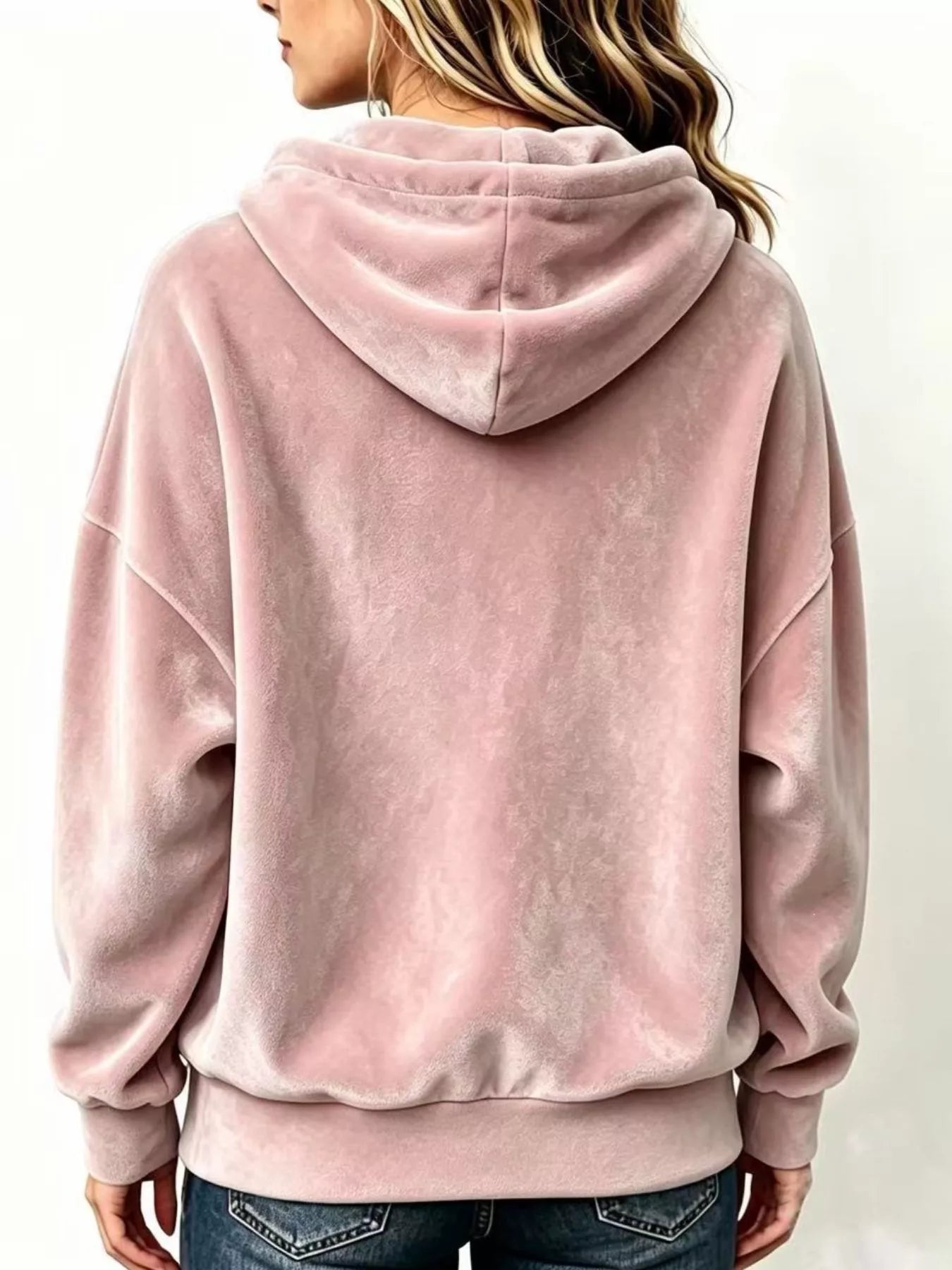 Trendsi Full Size Drawstring Velvet Long Sleeve Hoodie Plus Size -