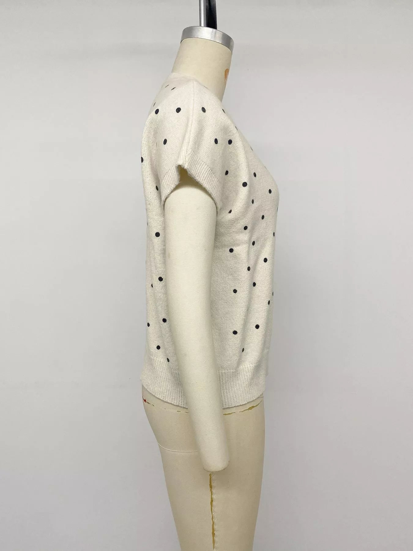 Trendsi Polka Dot Short Sleeve Knit Sweater -