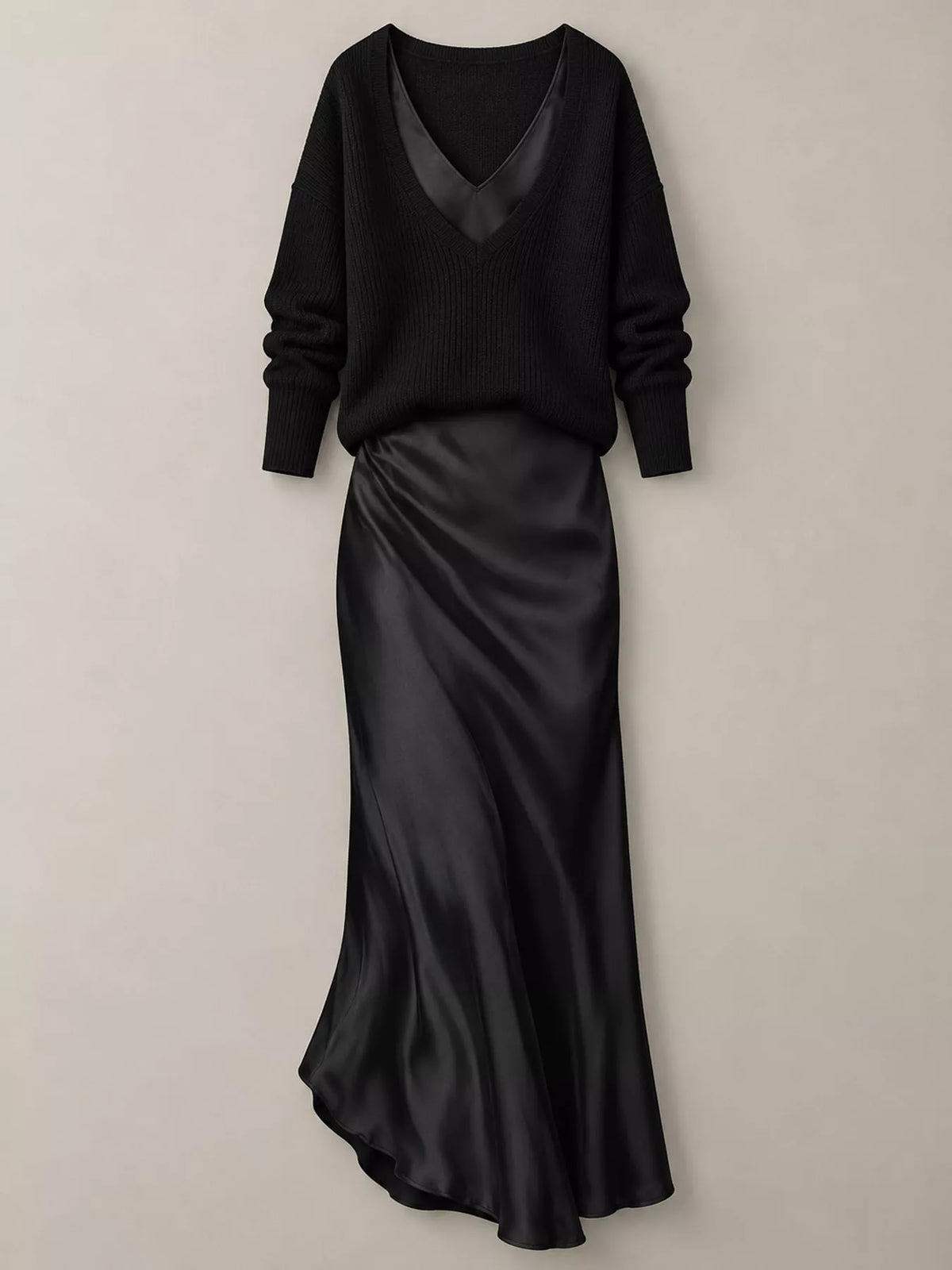Satin Maxi Dress Two-Piece Set — garment front