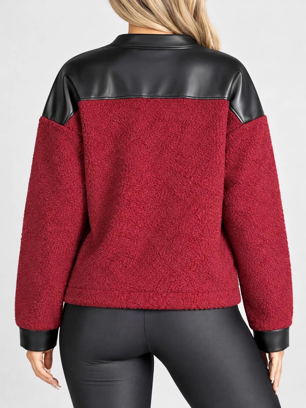 Sherpa-contrast jacket, burgundy back