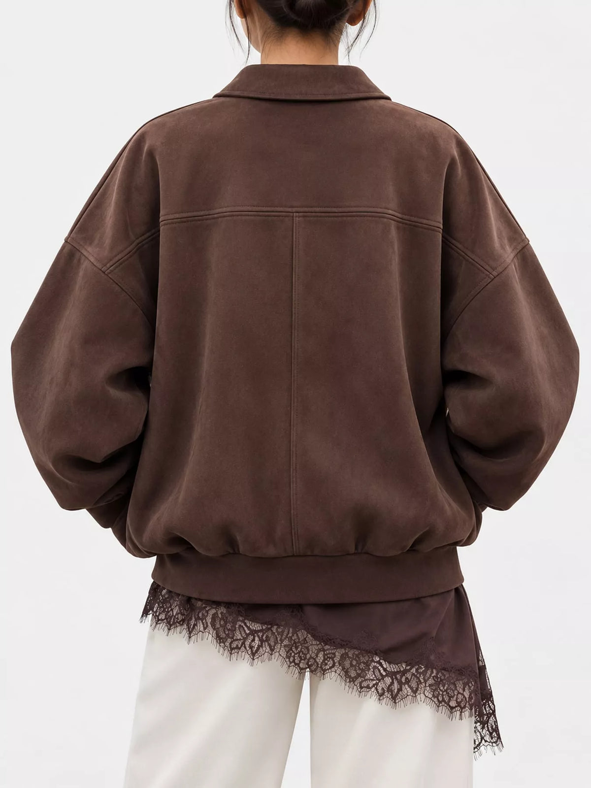 Cropped zip jacket, brown back
