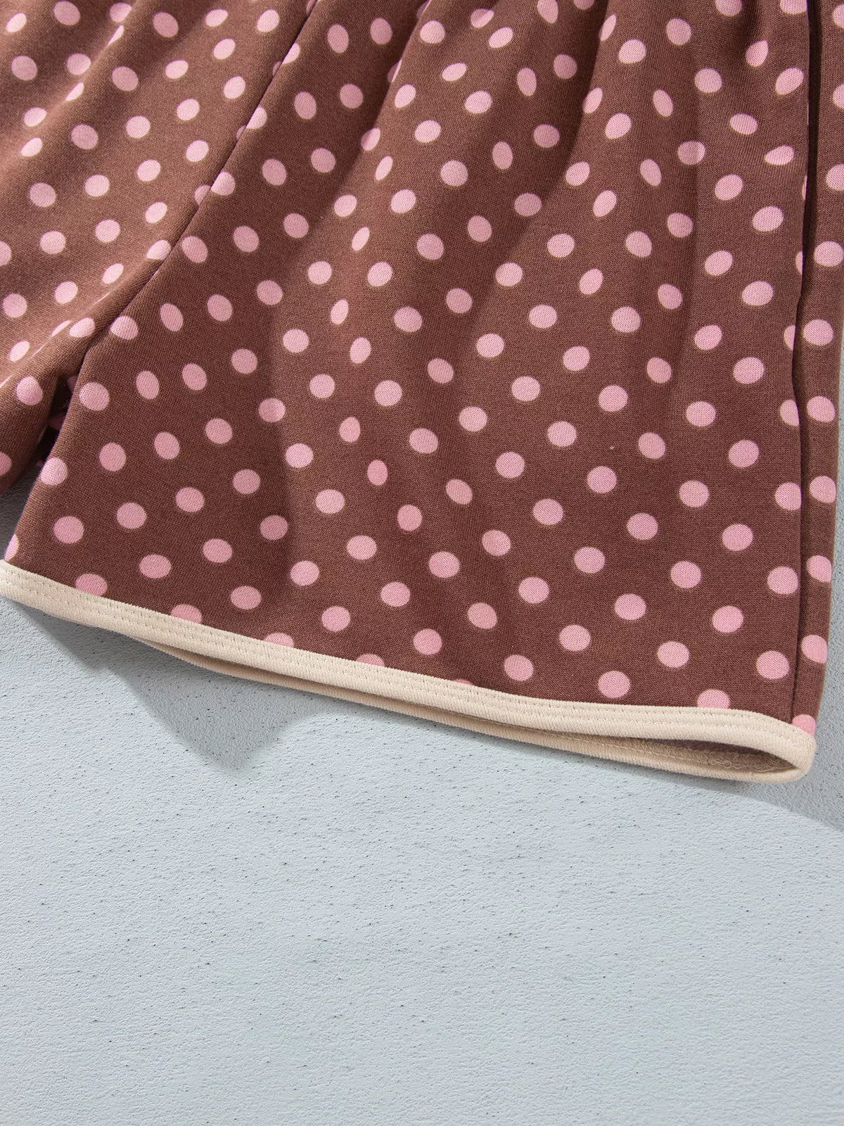 Polka-dot top and shorts set, shorts contrast hem