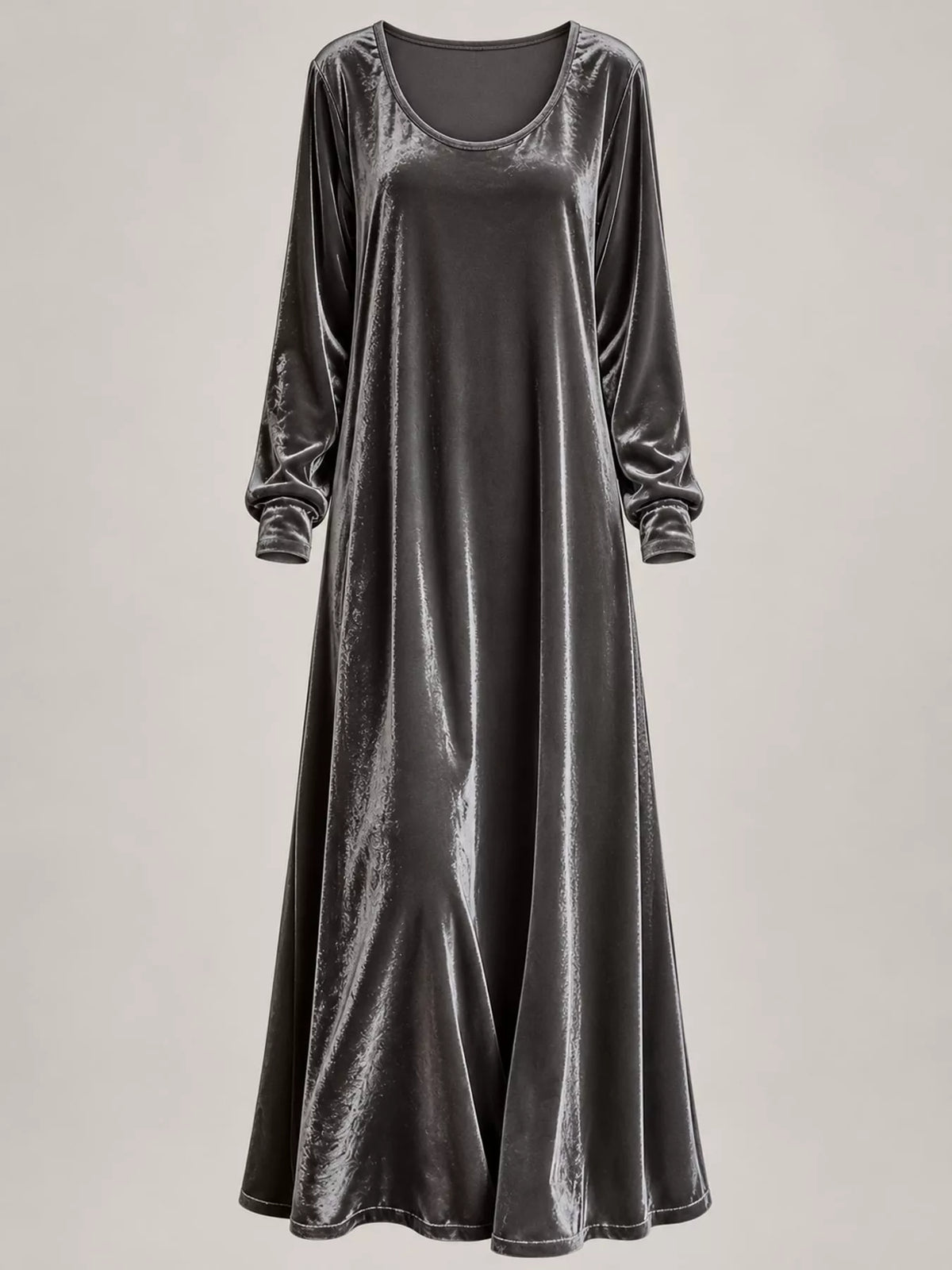 Velvet maxi dress, gray hanging front