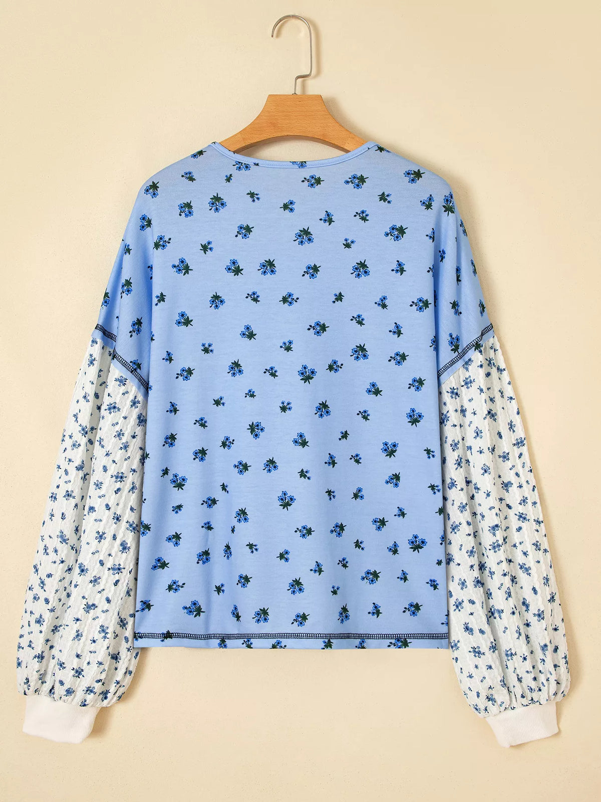 Floral Contrast Long Sleeve Top, back view