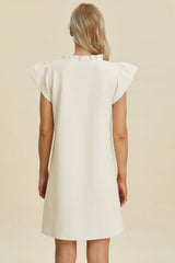 Trendsi Double Take Full Size Ruffled V-Neck Cap Sleeve Dress -