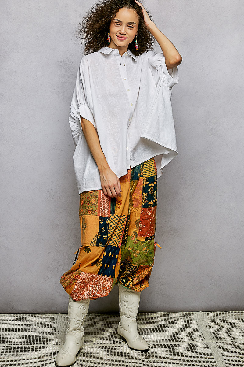 Women's 100% Cotton Button-Down Half-Dolman Sleeve Shirt — product view 11
