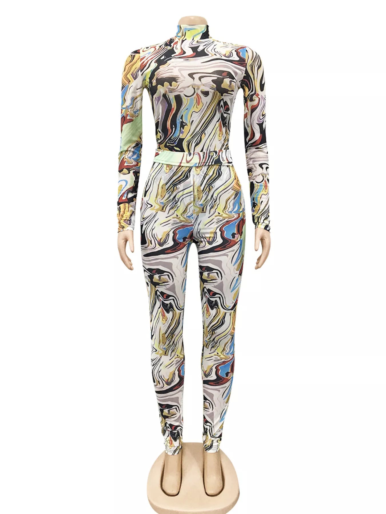 Trendsi Abstract Swirl Print Top and Pants Set -
