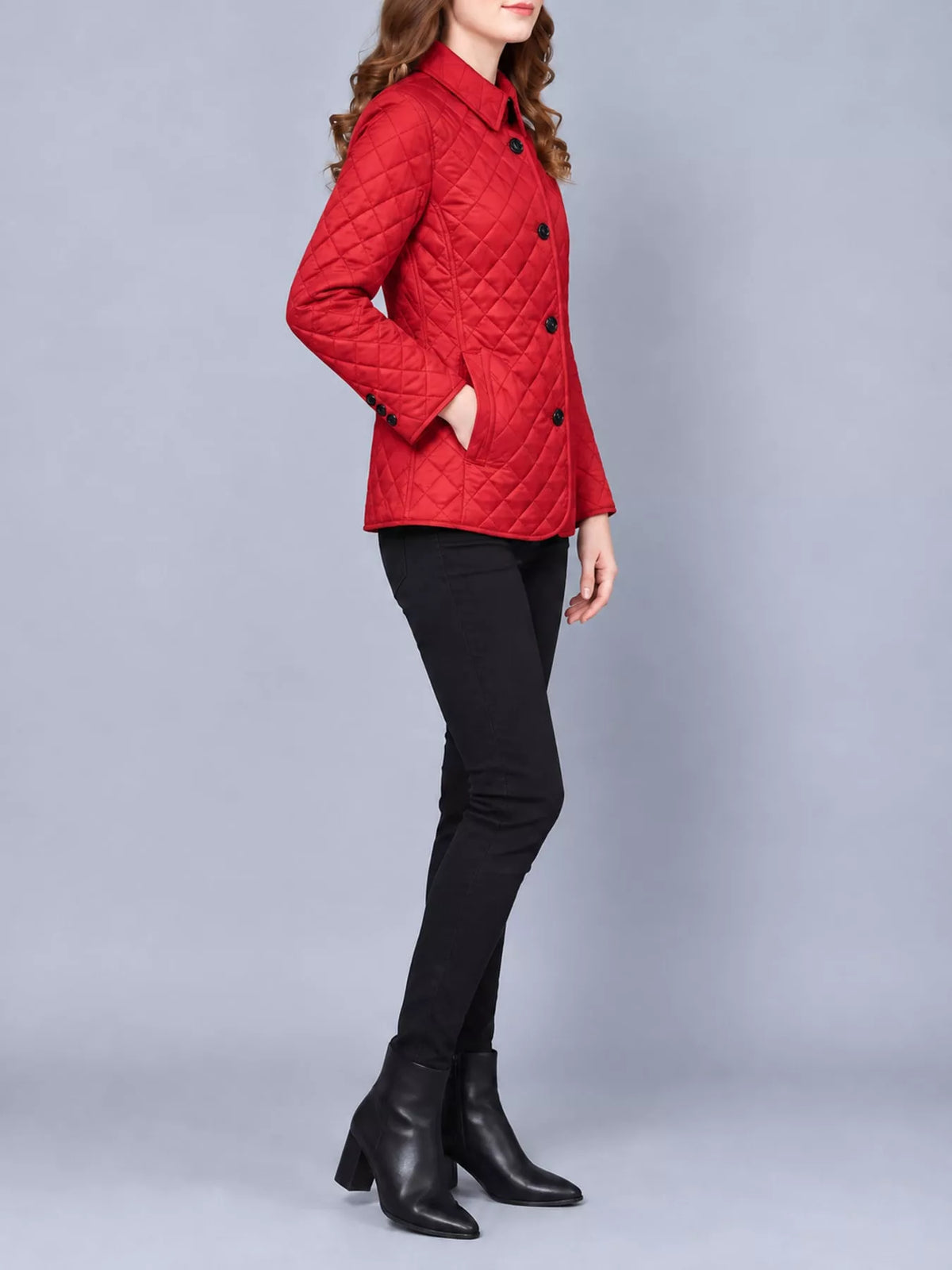 Quilted Lightweight Button-Down Jacket — side view