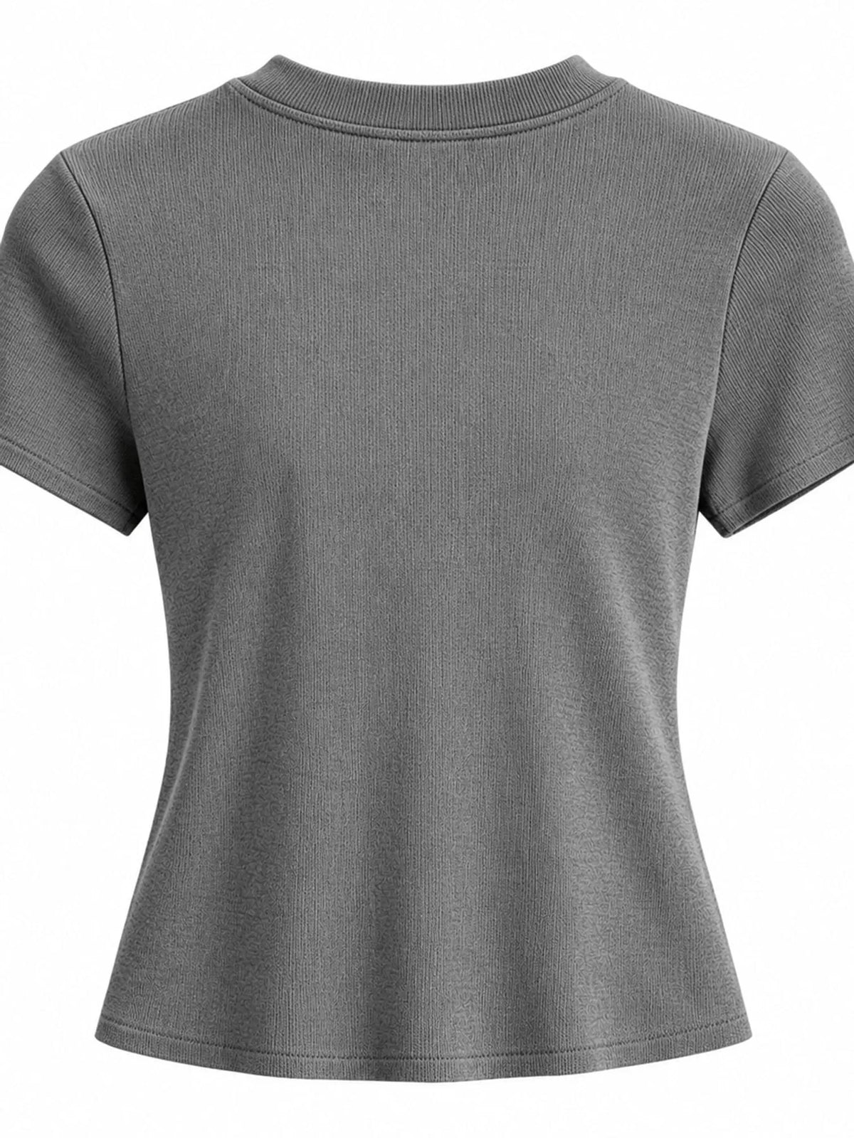 Dark gray slim-fit crew neck T-shirt, back view