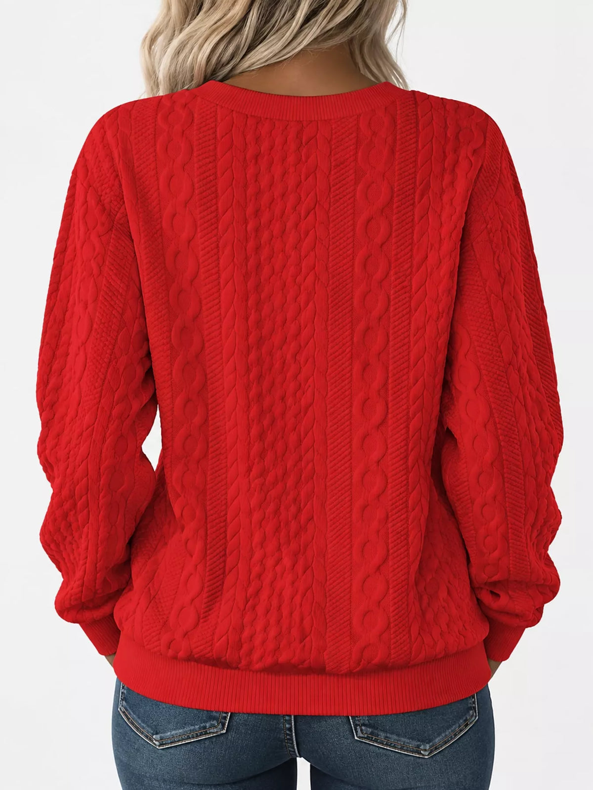Quarter-Zip Cable Knit Sweatshirt — back view