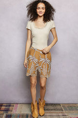 Trendsi POL Round Neck Short Sleeve Crop T-Shirt with Lace Trim -
