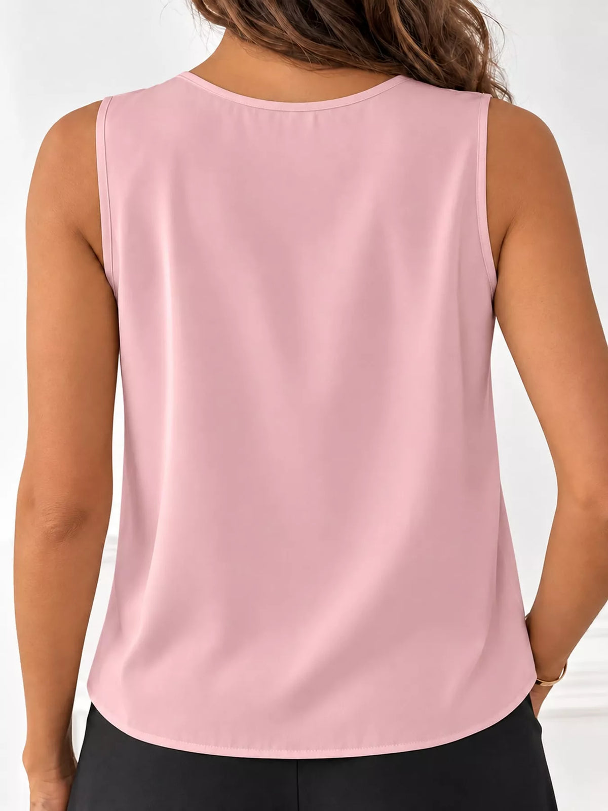 Sleeveless Pleated Blouse — back view