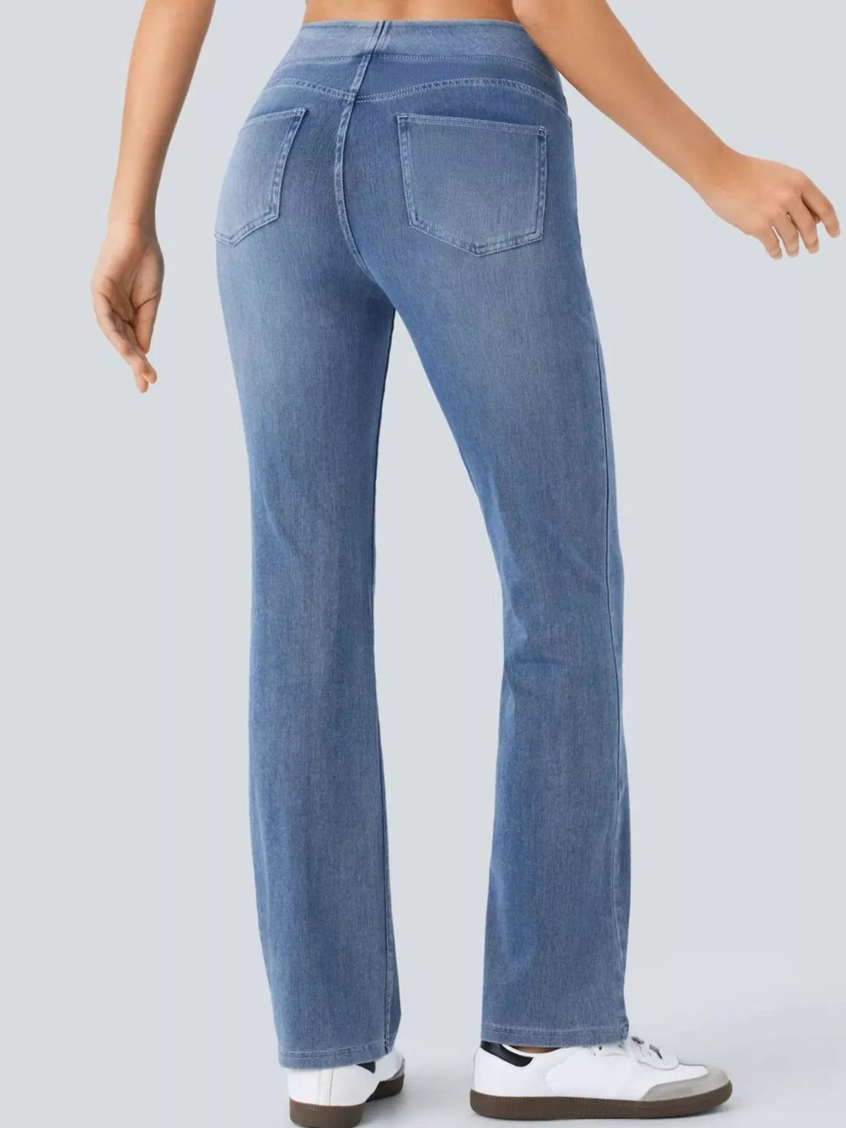 High-Waisted Flared Jeans — back view
