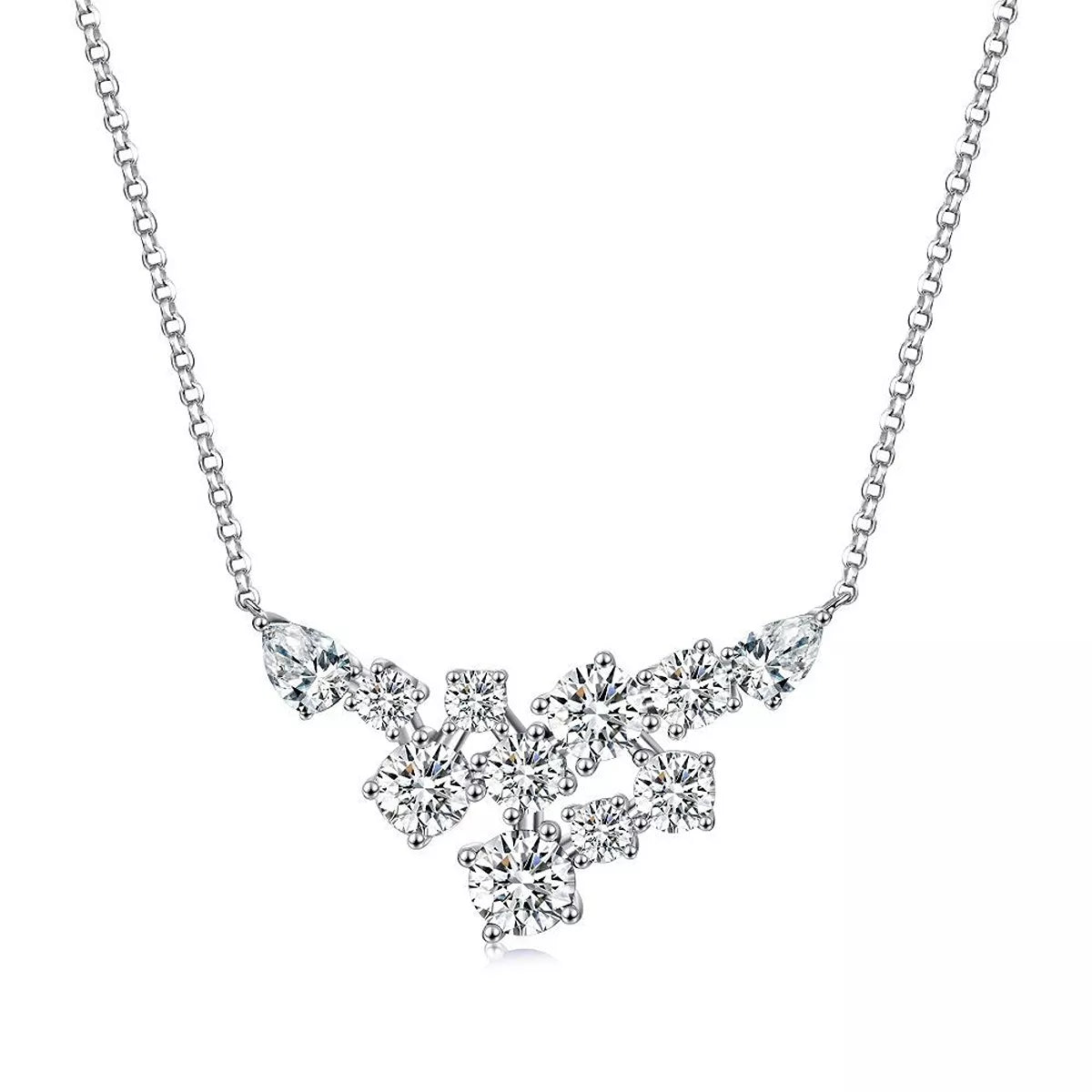 Trendsi 925 Sterling Silver Zircon Pendant Necklace -