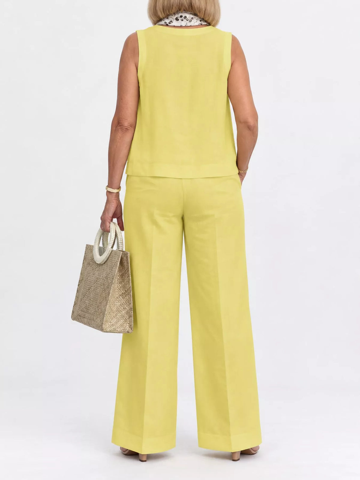 Sleeveless Top and Wide-Leg Pants Set — back view
