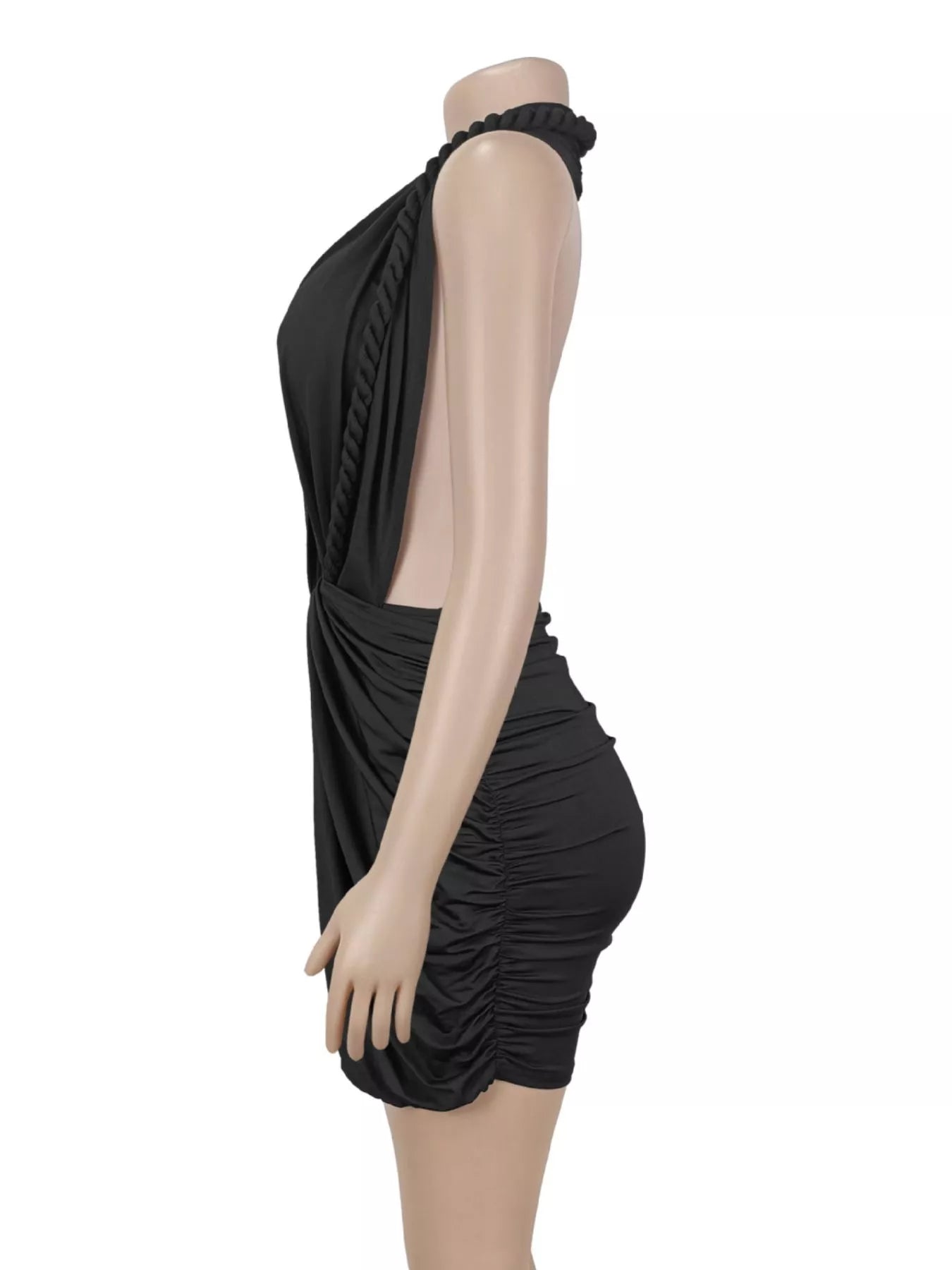 Trendsi Ruched Halter Neck Bodycon Mini Dress -