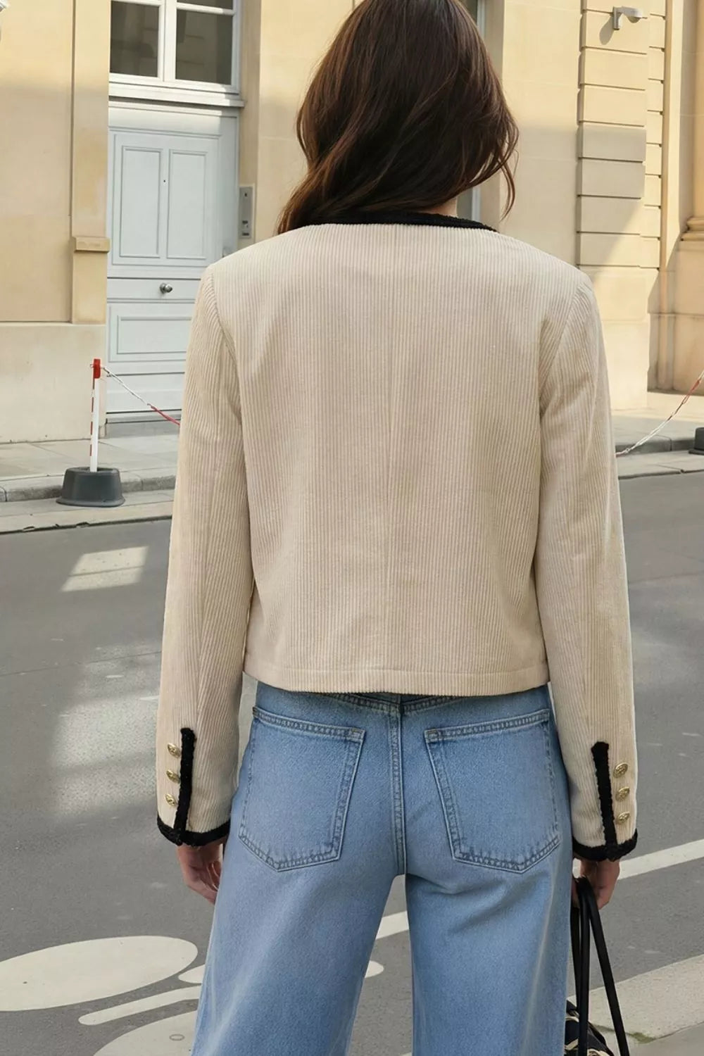 Contrast-trim cropped jacket