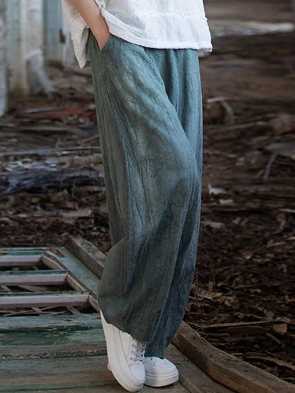pants, front view on model