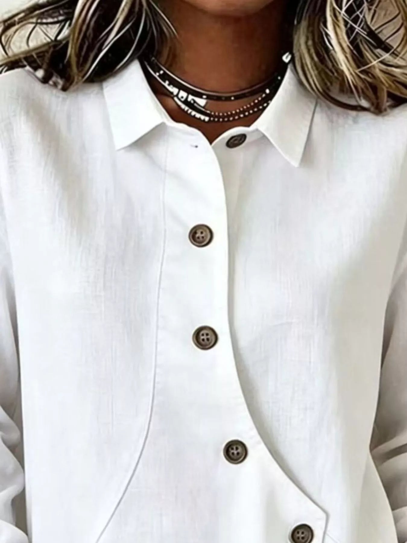 Trendsi Full Size Asymmetrical Button Down Shirt Plus Size -