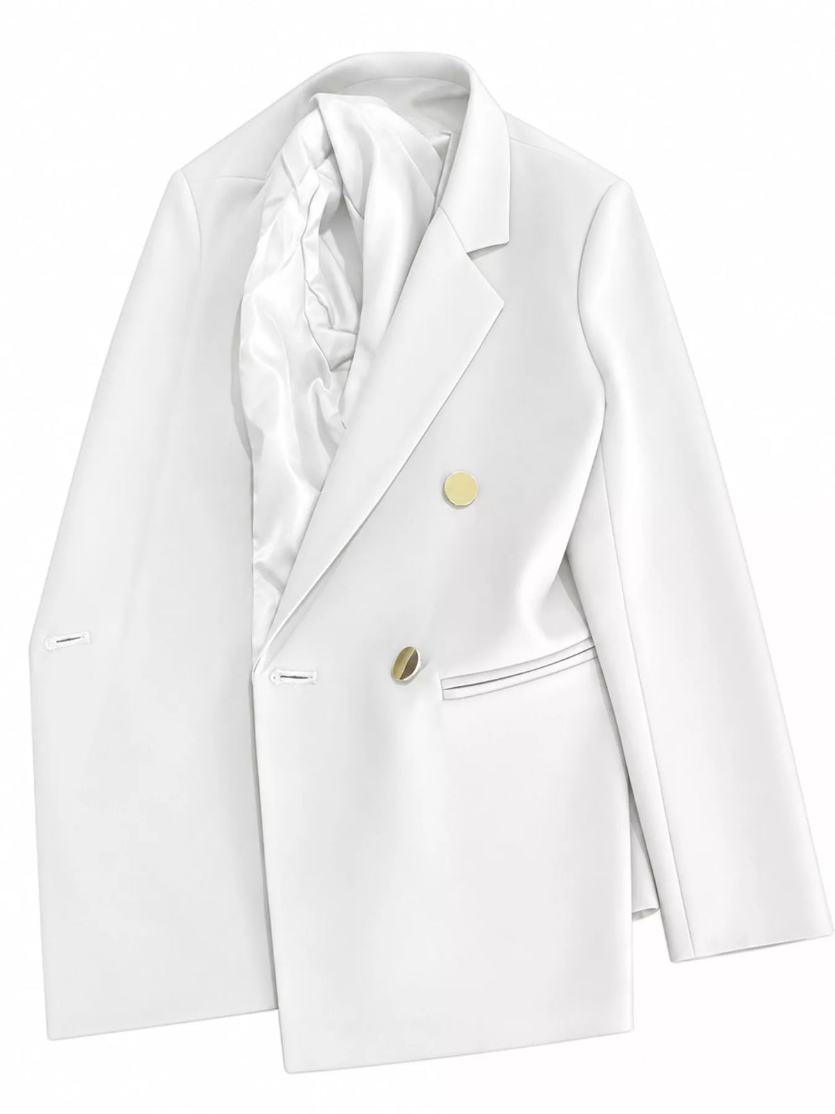 White double-breasted lapel collar blazer