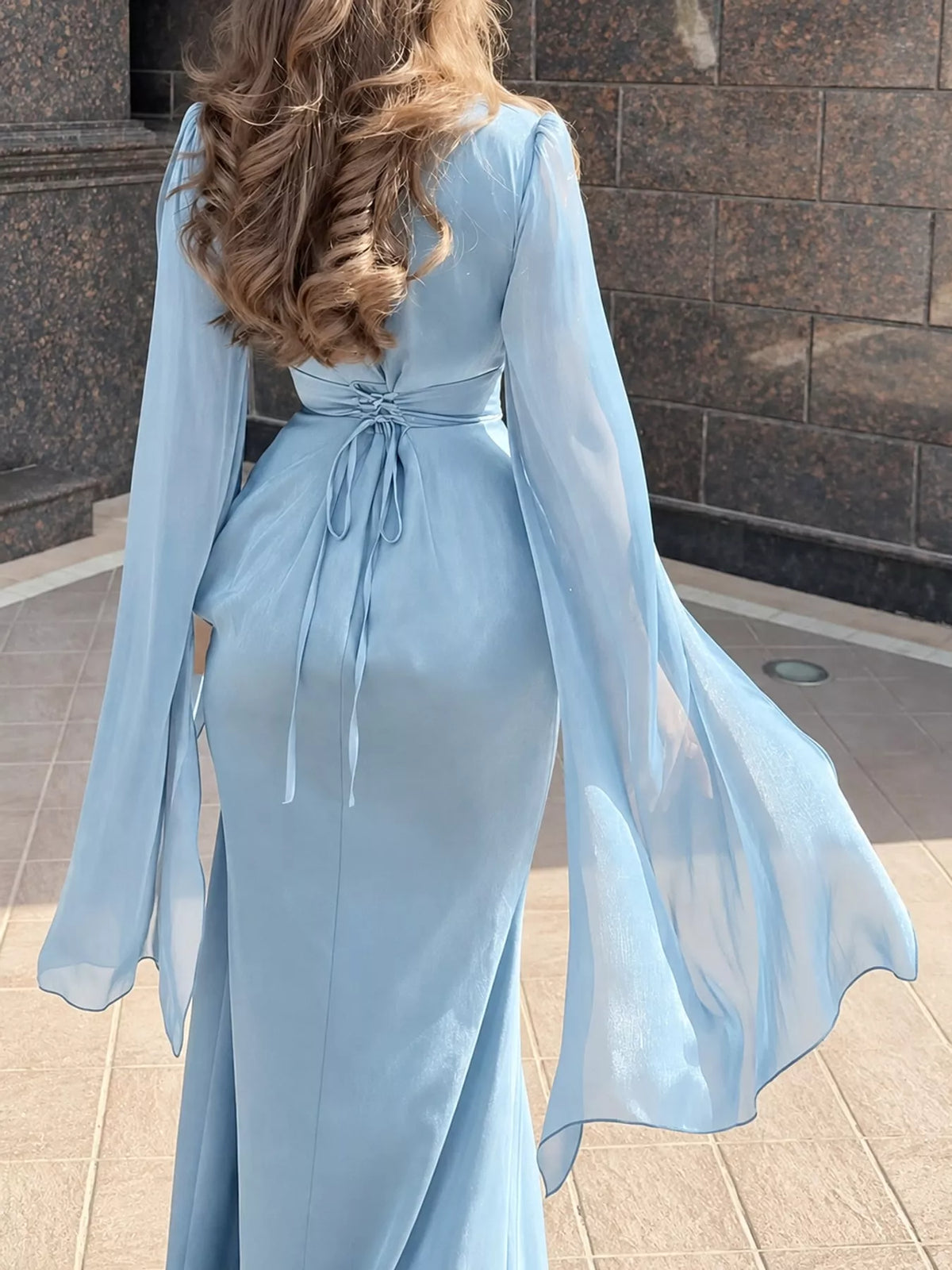 Round Neck Maxi Dress — back view