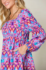 Trendsi Double Take Full Size Printed Long Sleeve Dress - Dresses