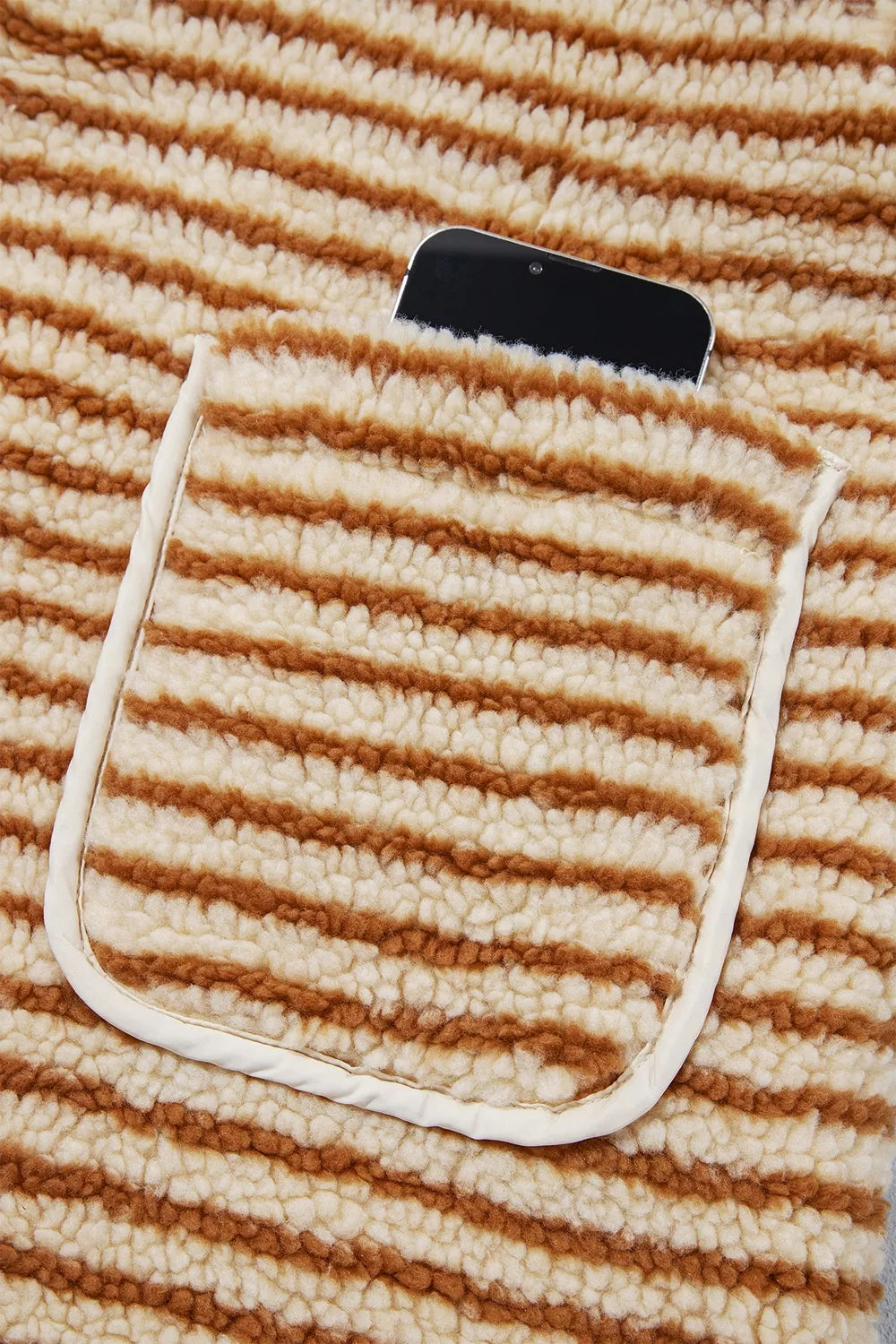 Striped fleece jacket, patch pocket detail
