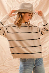 Trendsi SO ME Stripe Crew Neck Basic Essential Sweater -