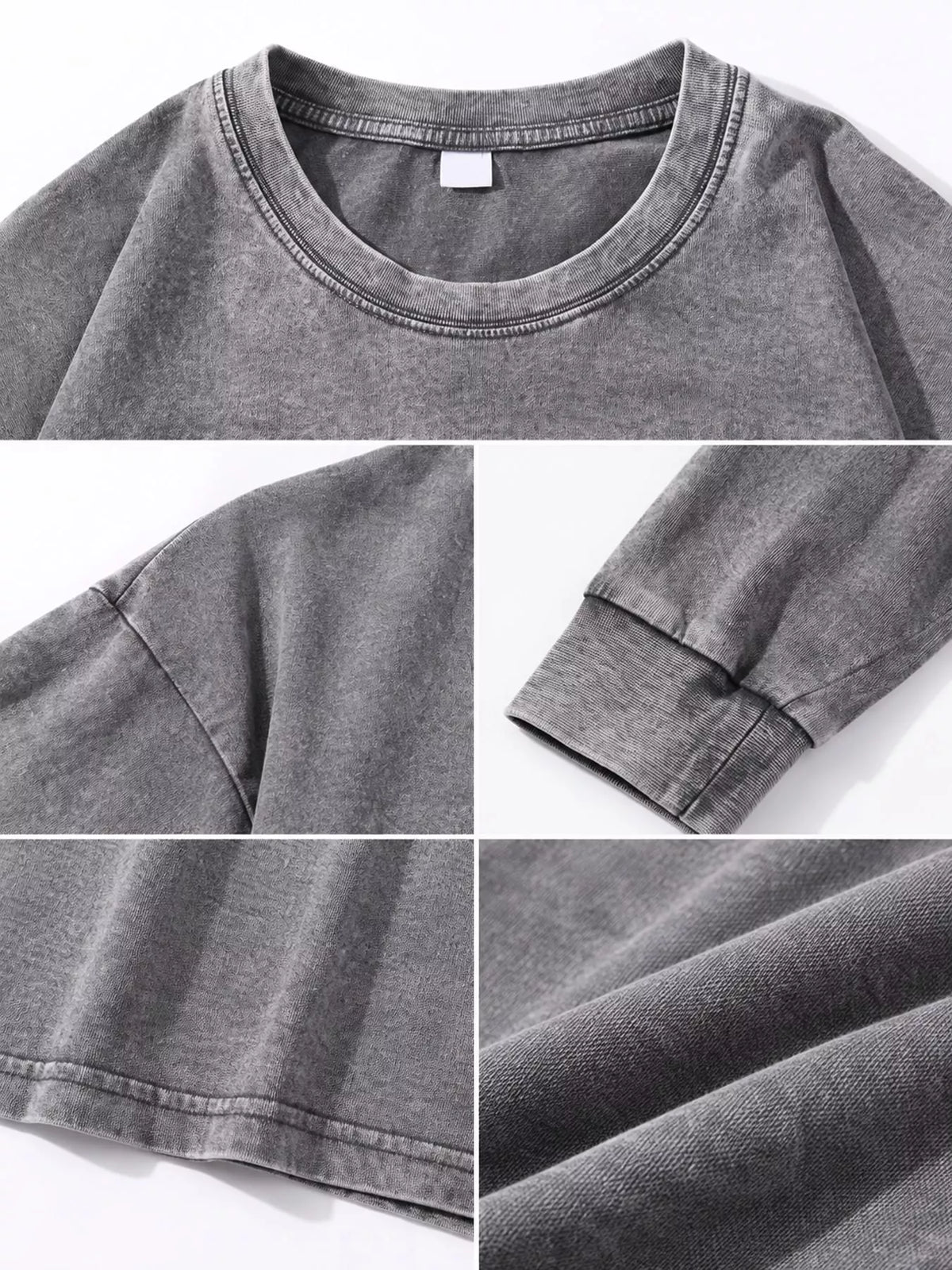 Washed Oversized Long Sleeve T-Shirt — garment construction details