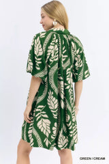 Trendsi Umgee Leafy Ogee Print Mini Dress -