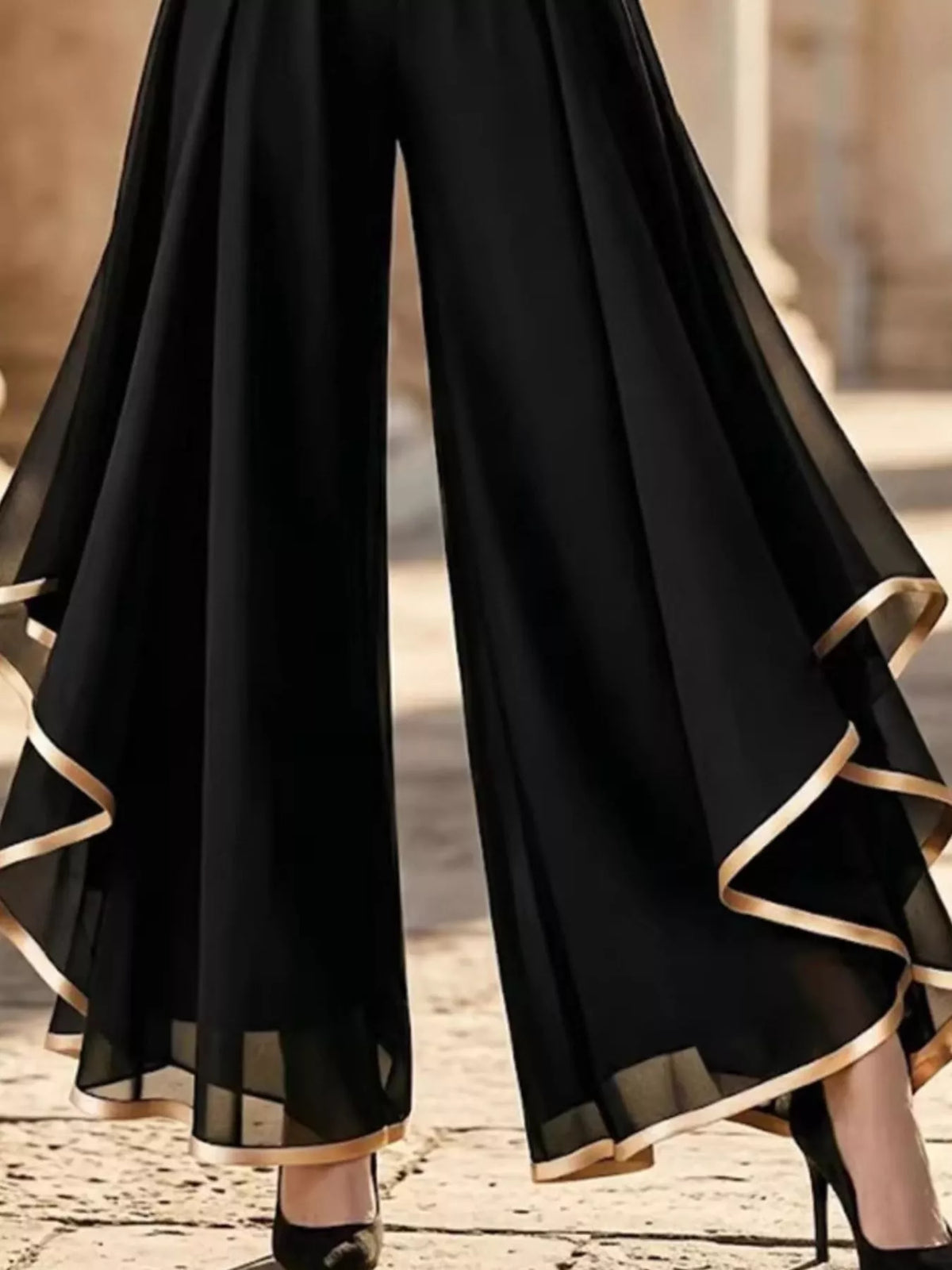 Trendsi Full Size High-Waisted Chiffon Wide-Leg Pants Plus Size -