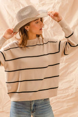 Trendsi SO ME Stripe Crew Neck Basic Essential Sweater -