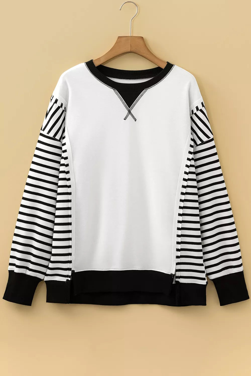 Trendsi Color-Block Striped Long Sleeve Sweatshirt -