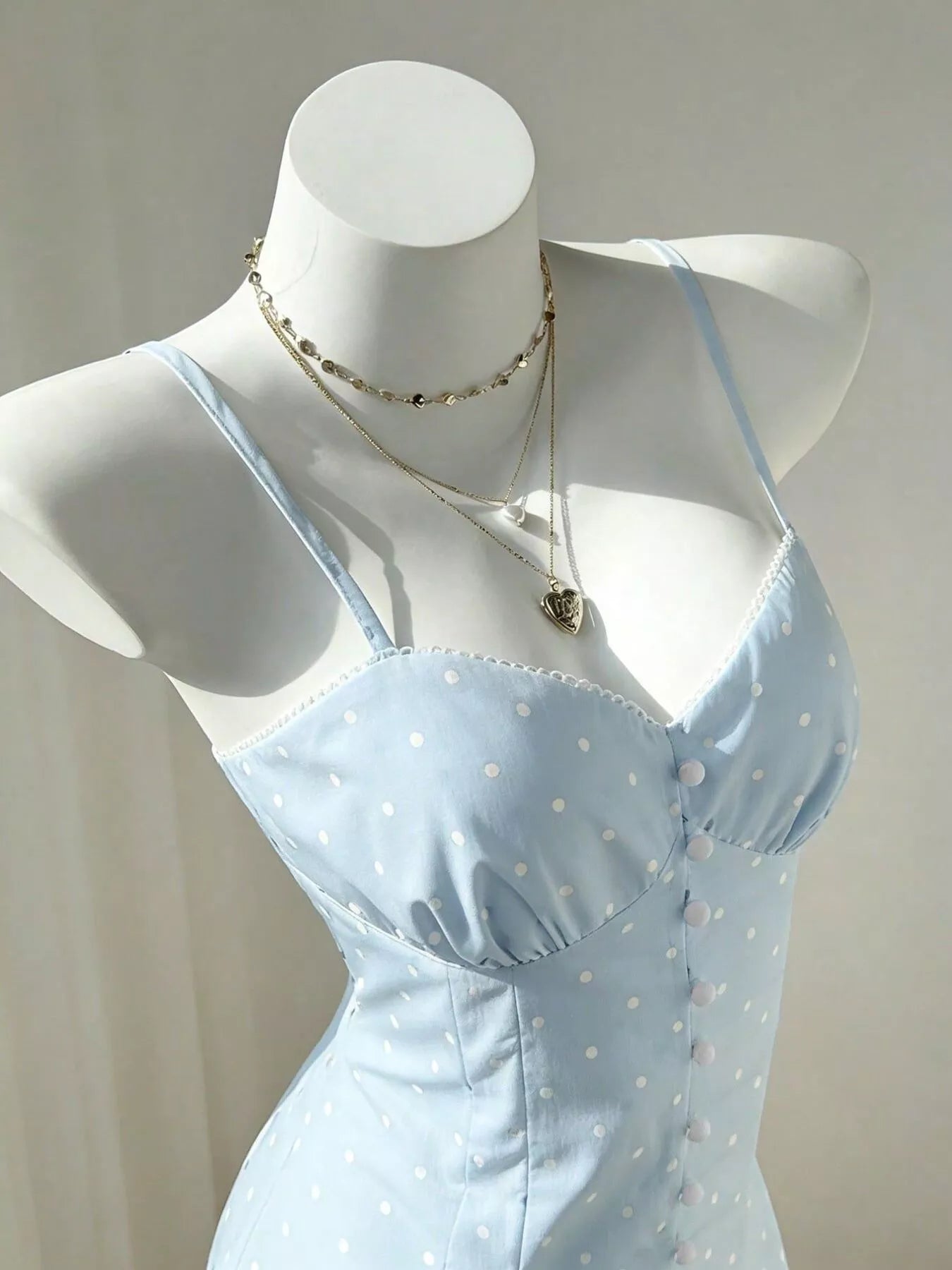 Trendsi Polka Dot Spaghetti Strap Mini Dress -
