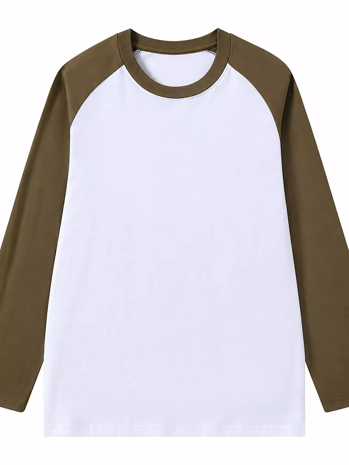 White And Coffee contrast raglan long sleeve t-shirt