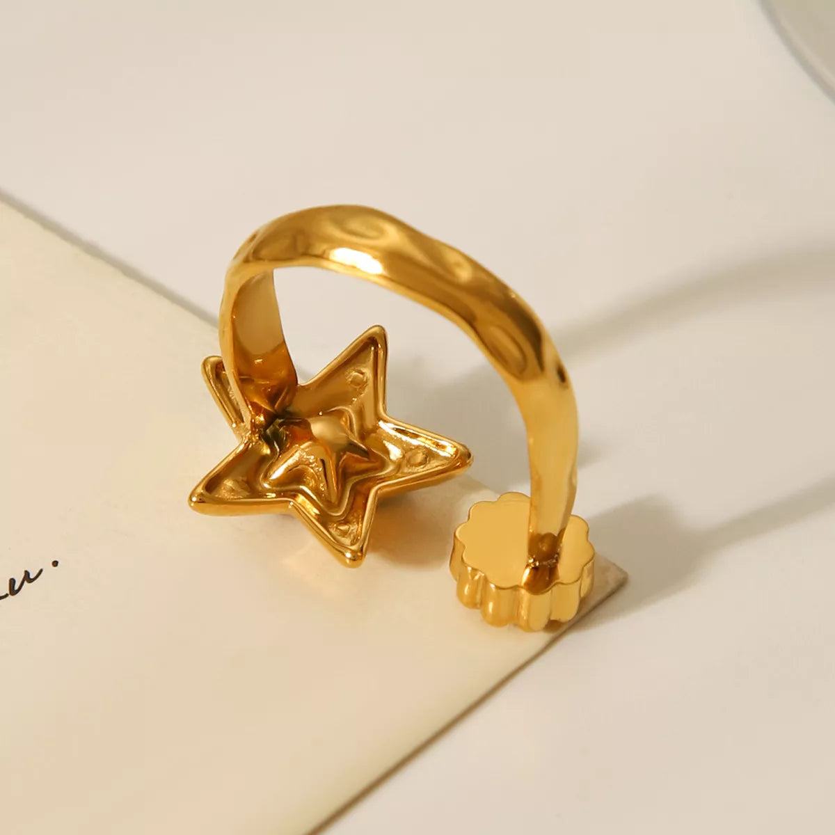 Trendsi 18K Gold-Plated Zircon Star Open Ring -