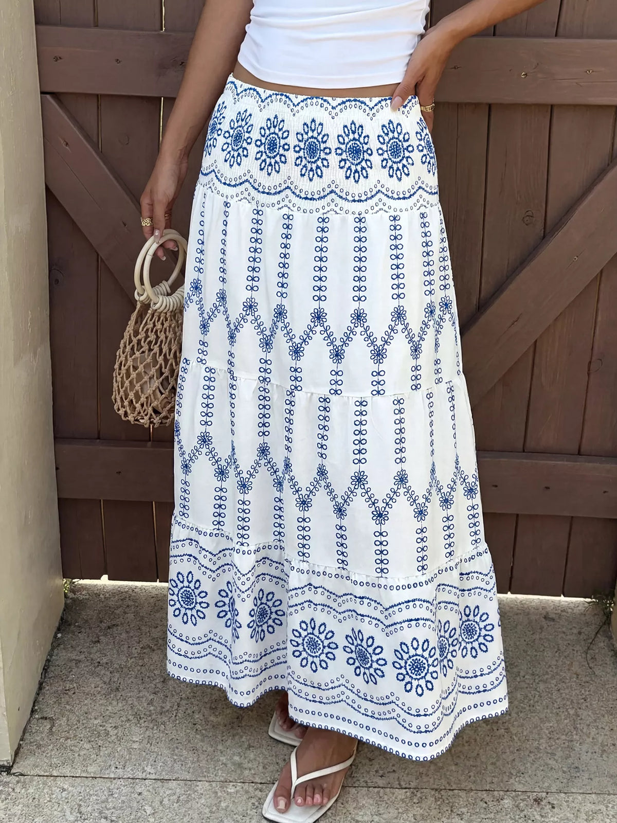 Trendsi Printed Tiered Maxi Skirt -