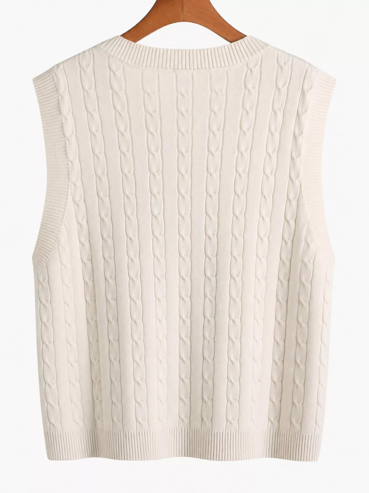 Cable-knit sweater vest, cream back