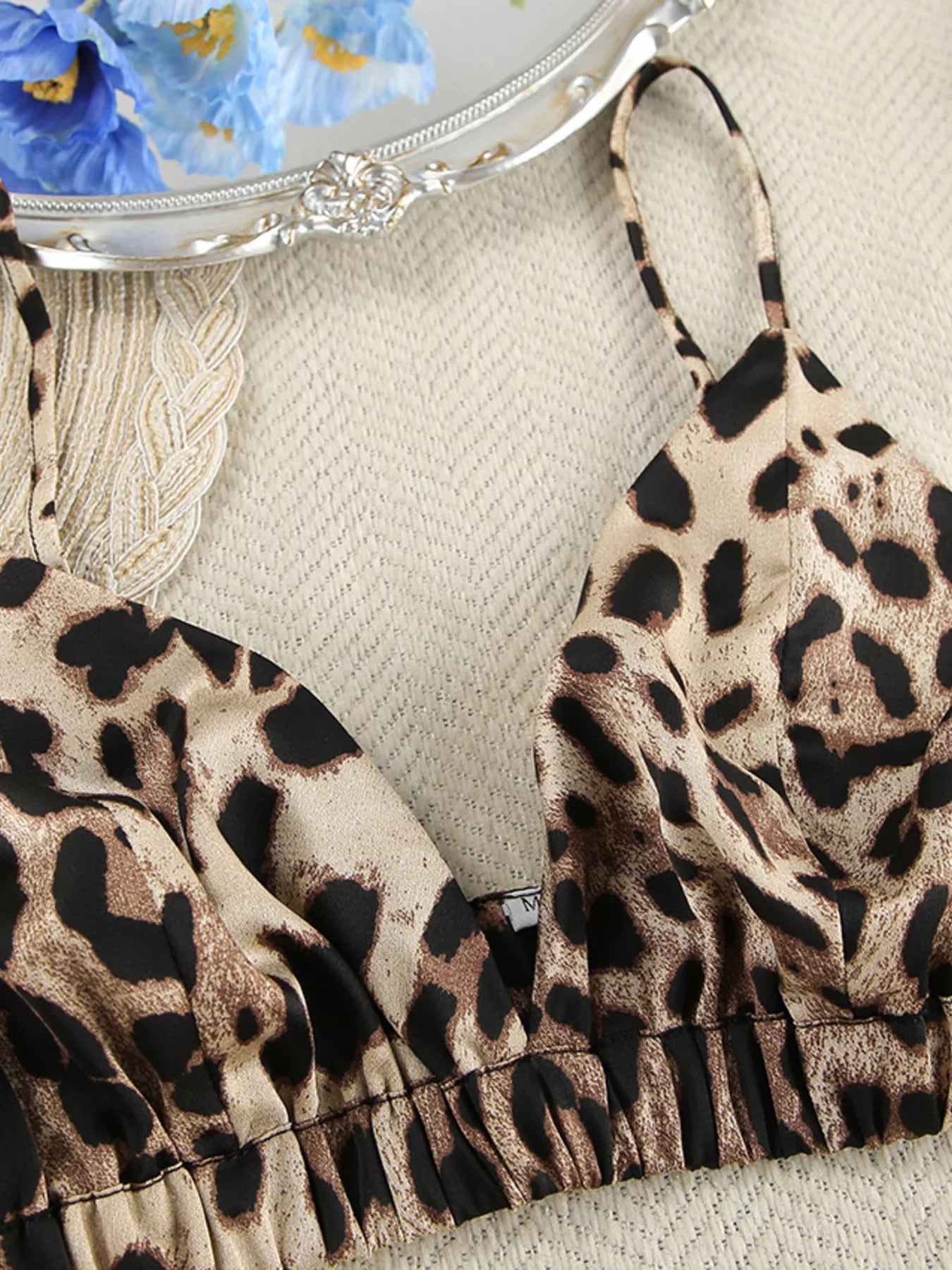 Trendsi Leopard Bra & Cardigan and Shorts Set -
