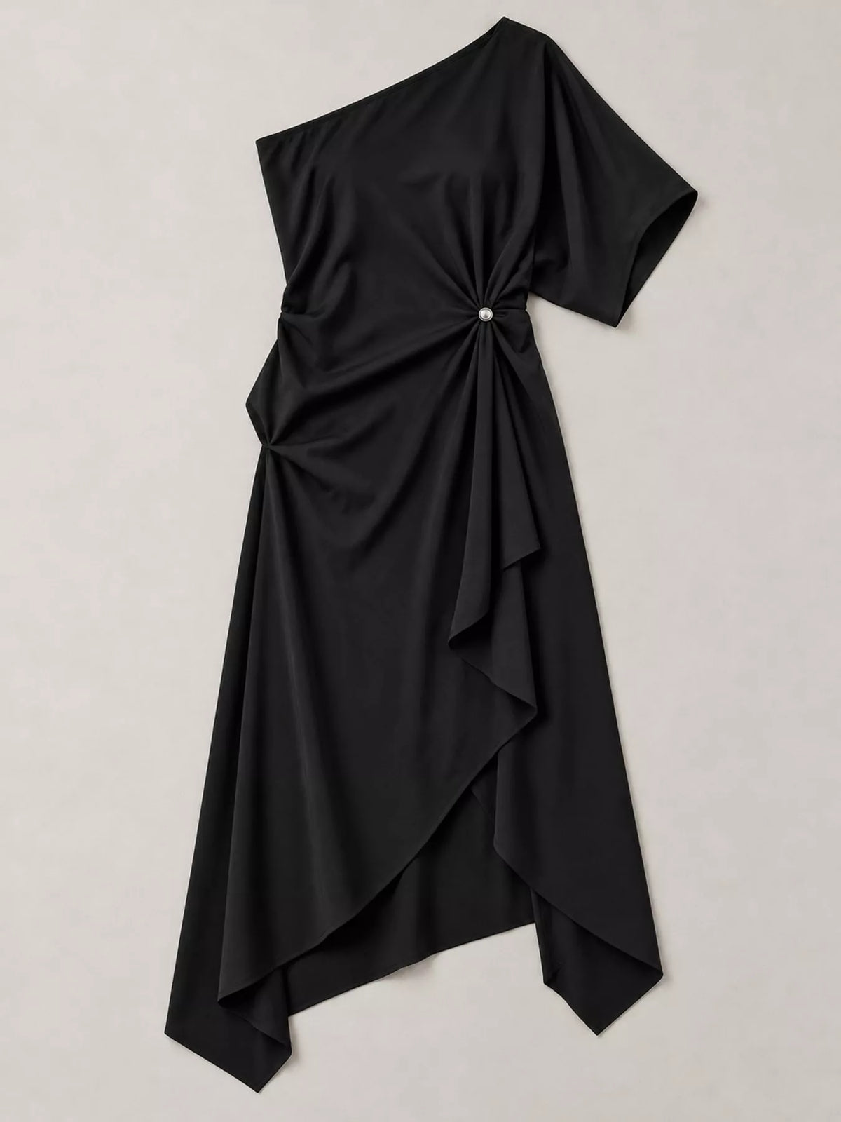 One-shoulder dress, black hanging front