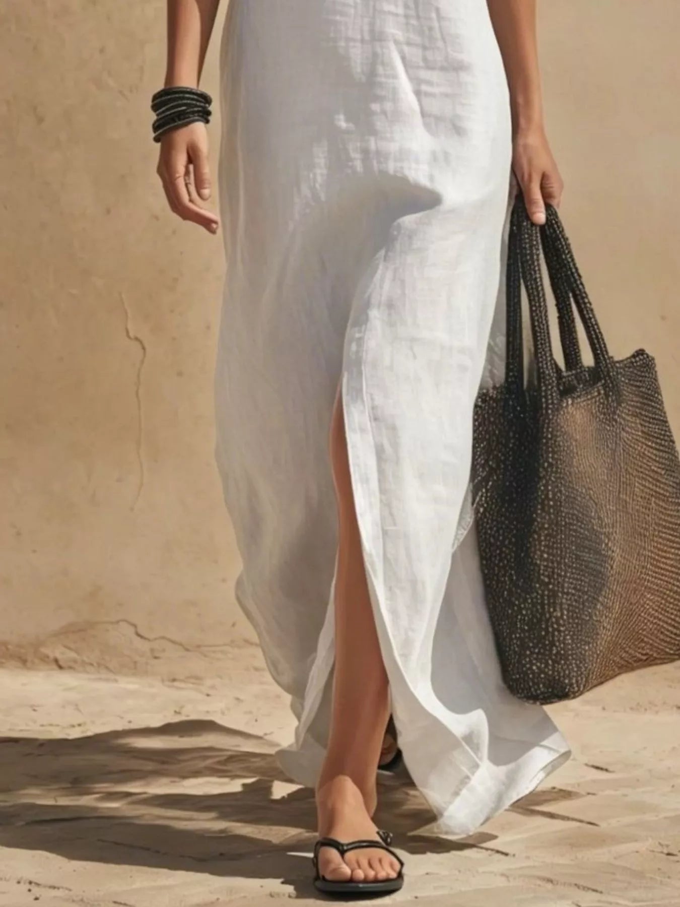 Trendsi Slit Front Spaghetti Strap Maxi Dress -