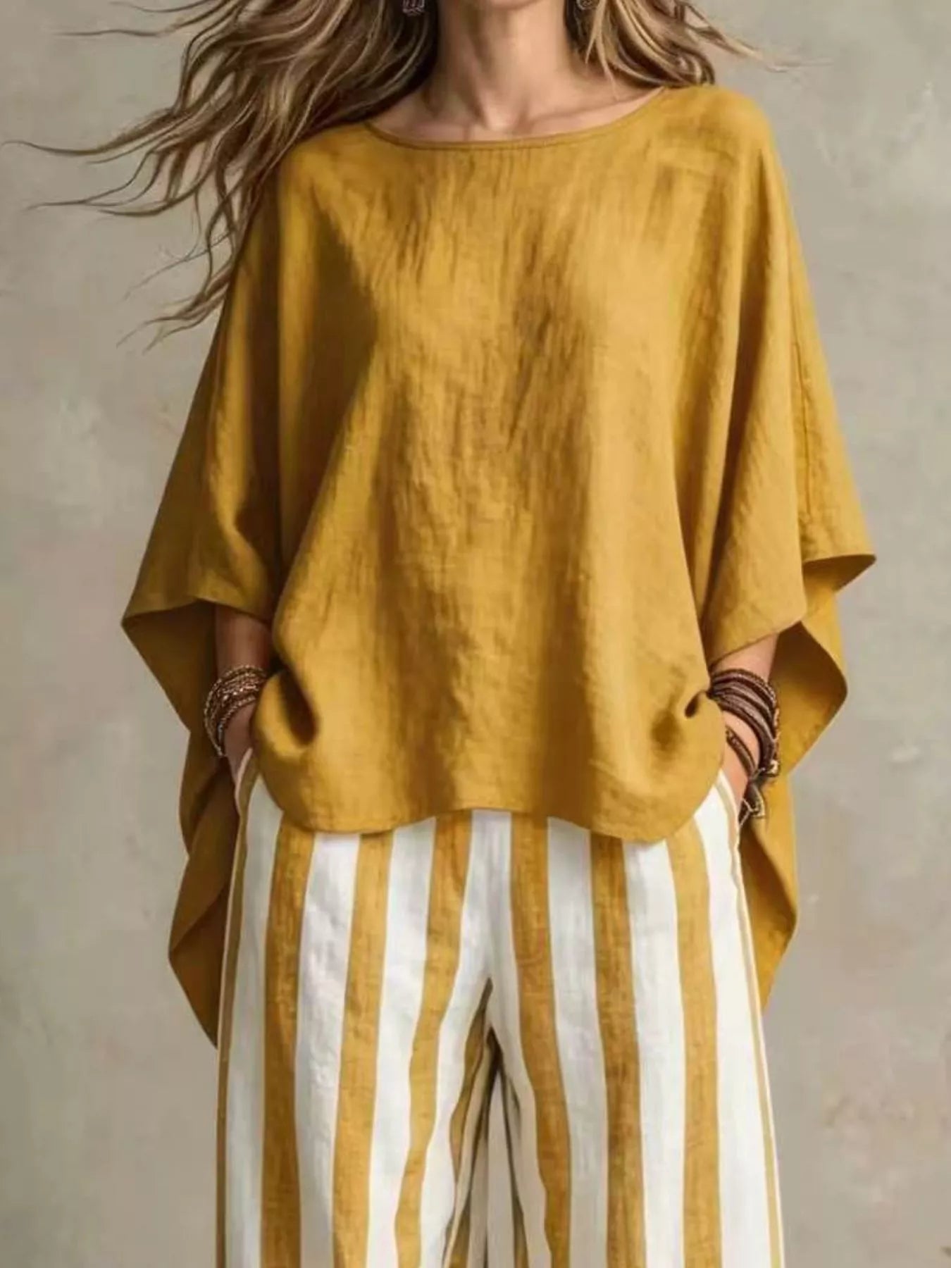 Trendsi Full Size Solid Color Top and Pants Set Plus Size -