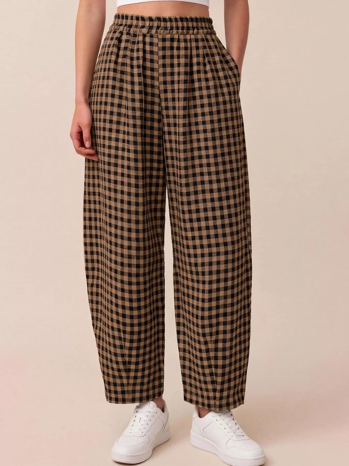 Trendsi Gingham Wide-Leg Casual Pants -