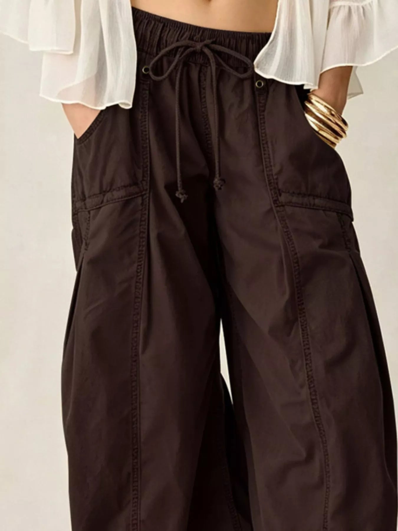 Trendsi High-Waisted Cargo Wide-Leg Pants -