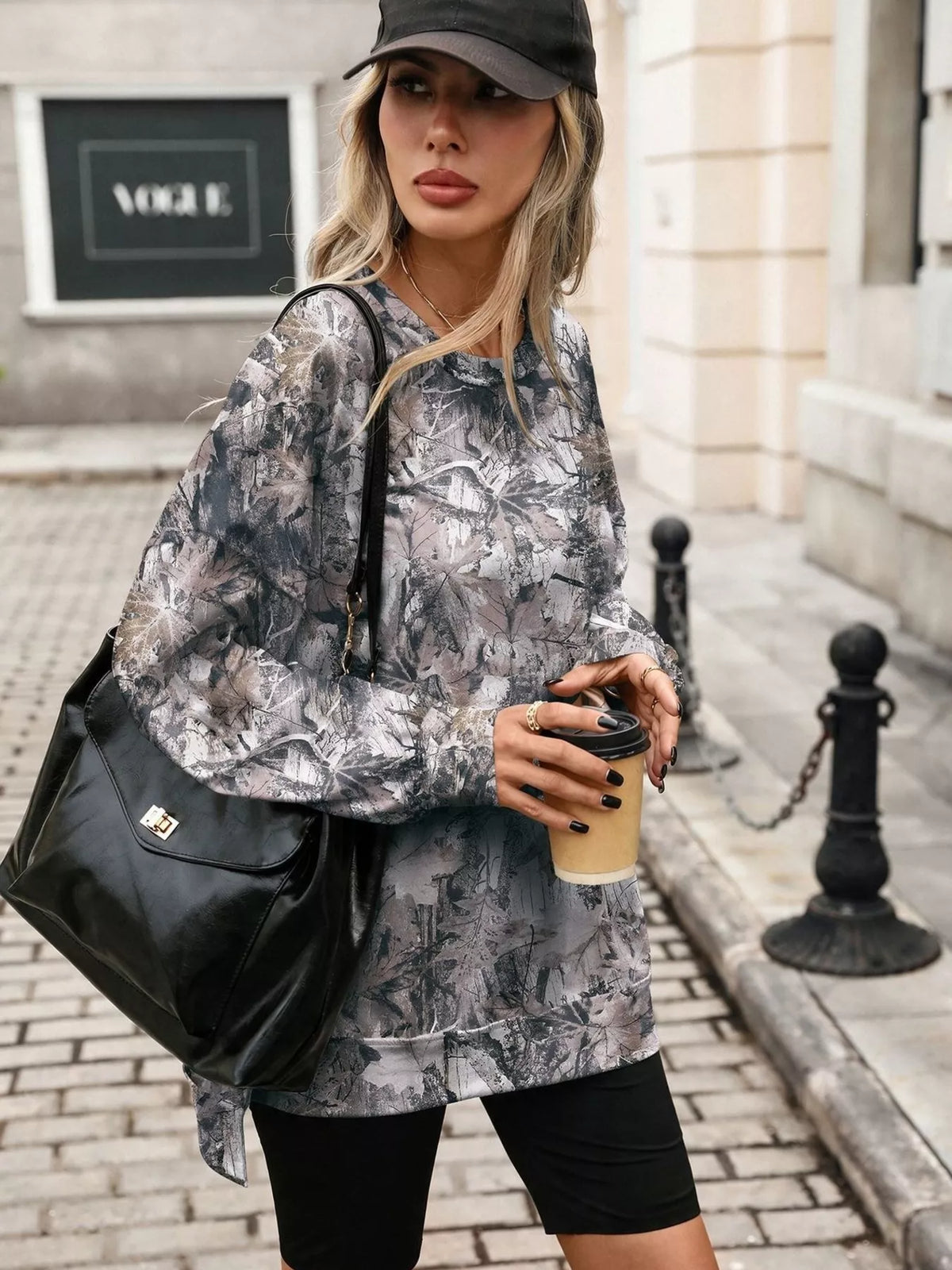 Trendsi Printed Round Neck Sweatshirt -