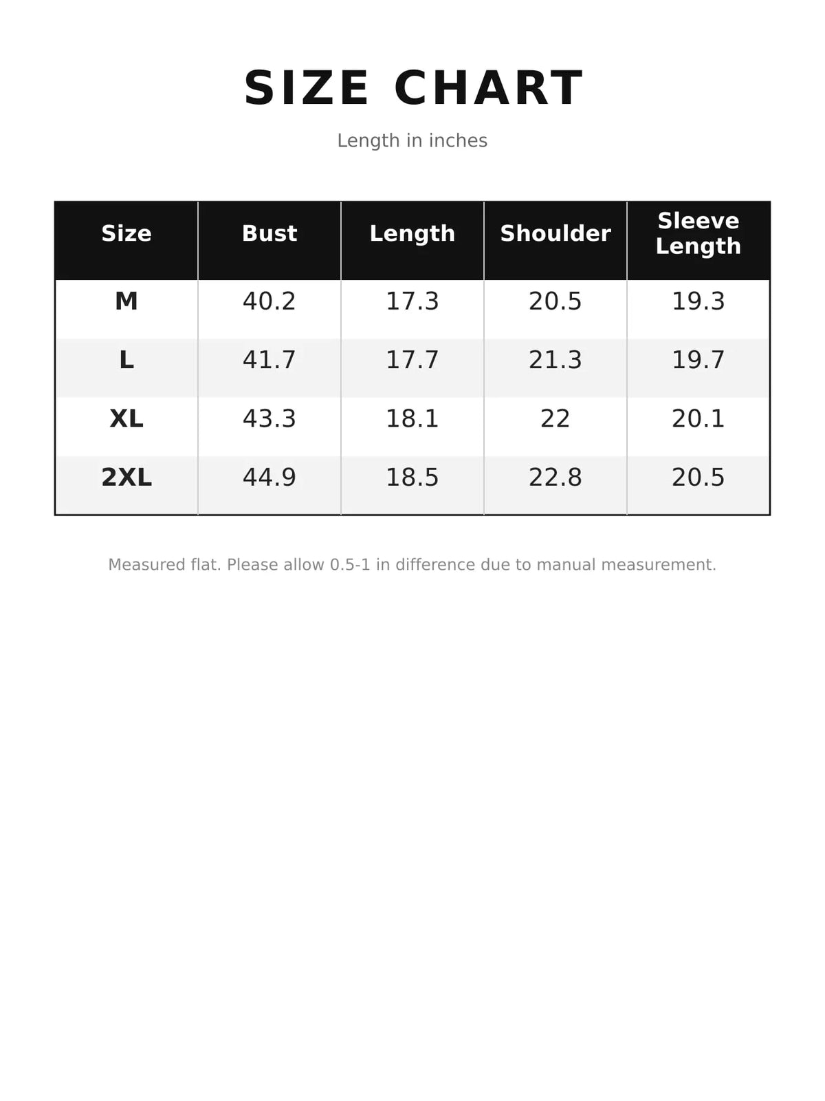 Cropped sherpa hoodie, size chart