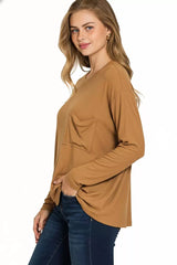Trendsi Zenana Ribbed Rayon Span Dolman Sleeve Top -