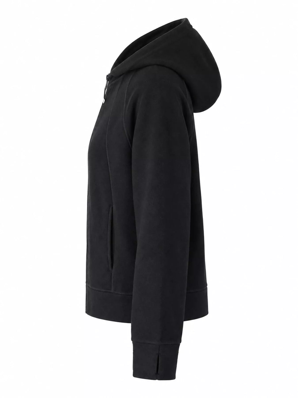 Black full-zip long sleeve hoodie with pockets